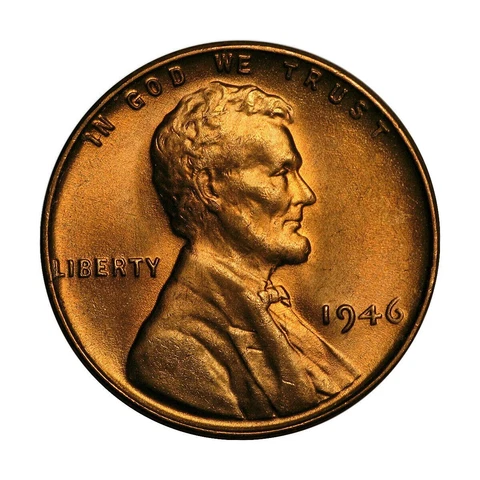 1946 P Lincoln Wheat Cent Choice BU 1c Brilliant Uncirculated OBW Superb Detail Cover