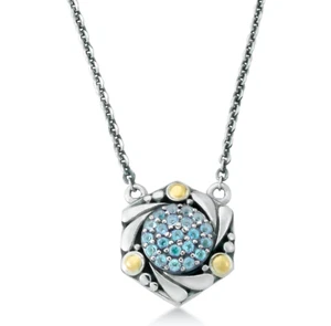 Samuel B Behnam blau Topas Halskette Anhänger 18K Gold Sterlingsilber 64098N.BT - Bild 1 von 4