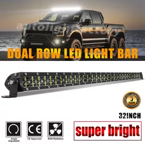 Slim Dual Row 32inch LED Work Light Bar Offroad For Ford F-350 F-250 Super Duty - Foto 1 di 12