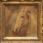 Pair HORSE PORTRAIT signed A. LEROY antique vintage antique painting,