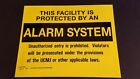 LARGE Facility Protected By Alarm System Sticker 10" X 8"