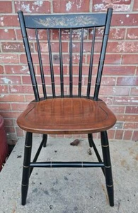 L. HITCHCOCK Dining Chair Windsor Fan Back Gold Stenciling Fall Harvest #7 - Picture 1 of 11