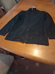 Women's Coldwater Creek Rhinestone Blk Jacket Flared Pant Set Size Small NWT - Picture 1 of 8