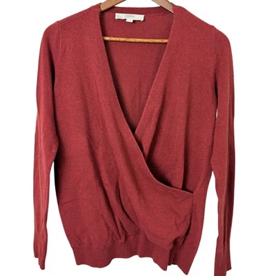 Suéter Loft Para Mujer Imitación Envoltura Rojo Rosa Preppy Informal Mezcla de Lana Talla Pequeña Foto 1 de 4