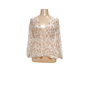Cabi Beige Graphic Print Blouse, Size L - Picture 1 of 4