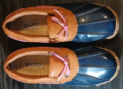 Womens Size 9m Sporto Navy With Pink Laces Low Top Duck Boots - Image 1 of 4