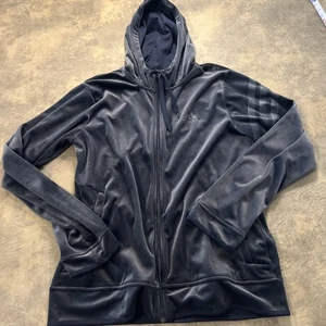 Adidas Trainingsjacke Velour mit Kapuze Herren L grau Full Zip Hoodie - Bild 1 von 12