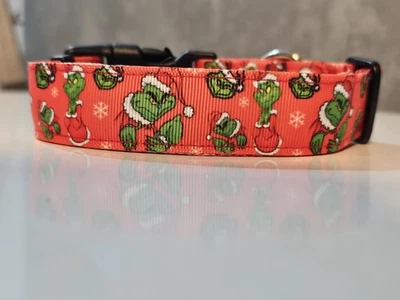 Handmade Adjustable Christmas Dog Collar The Grinch SEE DESCRIPTION FOR SIZING - Image 1 of 4