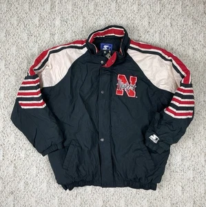 Vintage Gr. XL Herren Starter Marke Nebraska Cornhuskers durchgehender Reißverschluss Druckknopf gefütterter Mantel - Bild 1 von 9