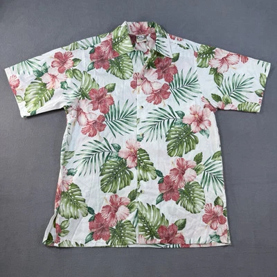Camisa Go Barefoot Para Hombres Pequeña Blanca Hibisco Floral Hawaiana Hecha en EE. UU. NUEVA Foto 1 de 4