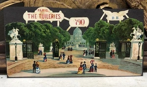 Victorian Die Cut Paris The Tuileries DB 790 Scrap Glued On Paper - L12 - Picture 1 of 6