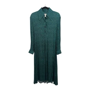 COS Shirt Dress Women’s 2 Green Black Geometric Printed Long Sleeve Flowy - Picture 1 of 13