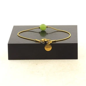 Stones And Minéraux. Bracelet Steel Golden Stainless 1 Pearl Peridot 8 Mm. Fa - Picture 1 of 2