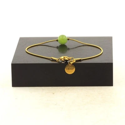 Stones And Minéraux. Bracelet Steel Golden Stainless 1 Pearl Peridot 8 Mm. Fa - Image 1 of 2