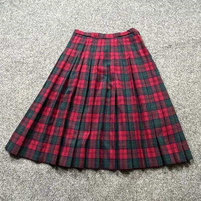 Falda Pendleton Lana Tartán Lindsay Mujer 12 Rojo Verde Navidad Cuadros Hecha en EE. UU. Foto 1 de 4