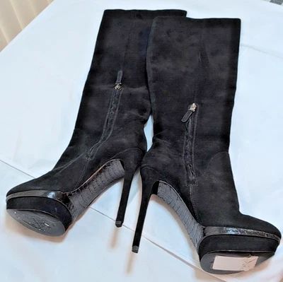 Brian Atwood super high heel!! tall Black suede Boots 9.5 EU 40.5 - Image 1 of 4