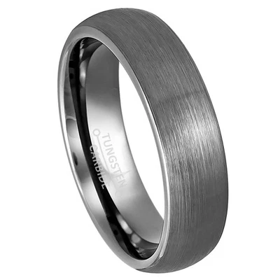 Joyería Avalancha 6 mm Gunmetal Dome Carburo de tungsteno Hombres Mujeres Alianza de Boda Foto 1 de 4
