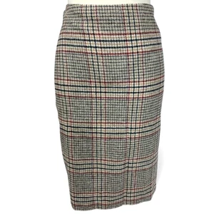 TALBOTS BLEISTIFTROCK Hahnentritt kariert ELFENBEIN HELLBRAUN ROT SCHWARZ Wollmischung gefüttert GR. 8 - Bild 1 von 4