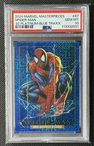 2024 Marvel Masterpieces '92 Platinum Spider-Man Blue Traxx #87 PSA 10 - Picture 1 of 2
