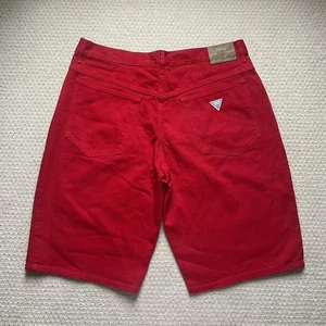 Vintage Guess Shorts Herren 40 Denim Georges Marciano USA 90s Streetwear Jorts ROT - Bild 1 von 5