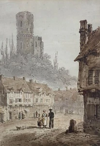 Early Victorian Watercolour Figural Street Scene 1825 by Henry William Burgess - Picture 1 of 11