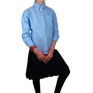 Girls Blouse School Uniform Shirt Long Sleeve Lt. Blue - Picture 1 of 1