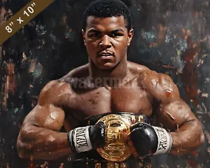 Muhammad Ali with a belt Oil painting 8x10 Print - Picture 1 of 1