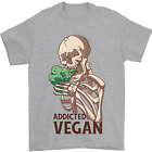 Addicted Vegan Skeleton Eating Vegetables Mens T-Shirt 100% Cotton