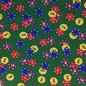 4+ Yards Gambling Theme Fabric Las Vegas Casino Chips Cotton 54" Wide HTF - Picture 1 of 1
