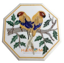 15" Octagon Marble Top Coffee Table Precious Parrot Inlay Cafeteria Decors W296