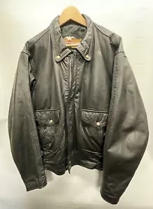 Chaqueta de cuero Harley Davidson grande vintage para hombre L negra cremallera completa - Imagen 1 de 10