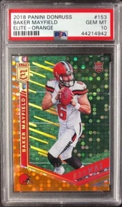2018 Donruss Elite Baker Mayfield #153 Orange Parallel Rookie RC /25 PSA 10 - Picture 1 of 2