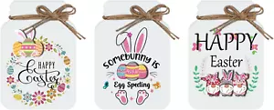 3 PCS Easter Decor Decorations,Rustic Farmhouse Bunny Decorations Home Desk Deco - Picture 1 of 12