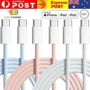 Braided Fast Charging Cable Iphone 16e 16 15 Pro Max Plus Type C Adapter Charger - Picture 1 of 20