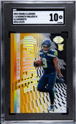 2022 Panini Illusionists Kenneth Walker III RC Gold /25 SSP SGC 10 Pop 1 - Image 1 of 2