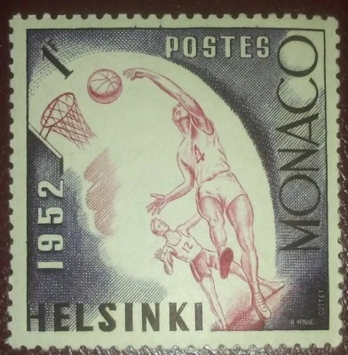旅行邮票:1952 年摩纳哥邮票 Sc# 295 赫尔辛基奥运会篮球铸币厂,moglh — 第 1/4 张图片