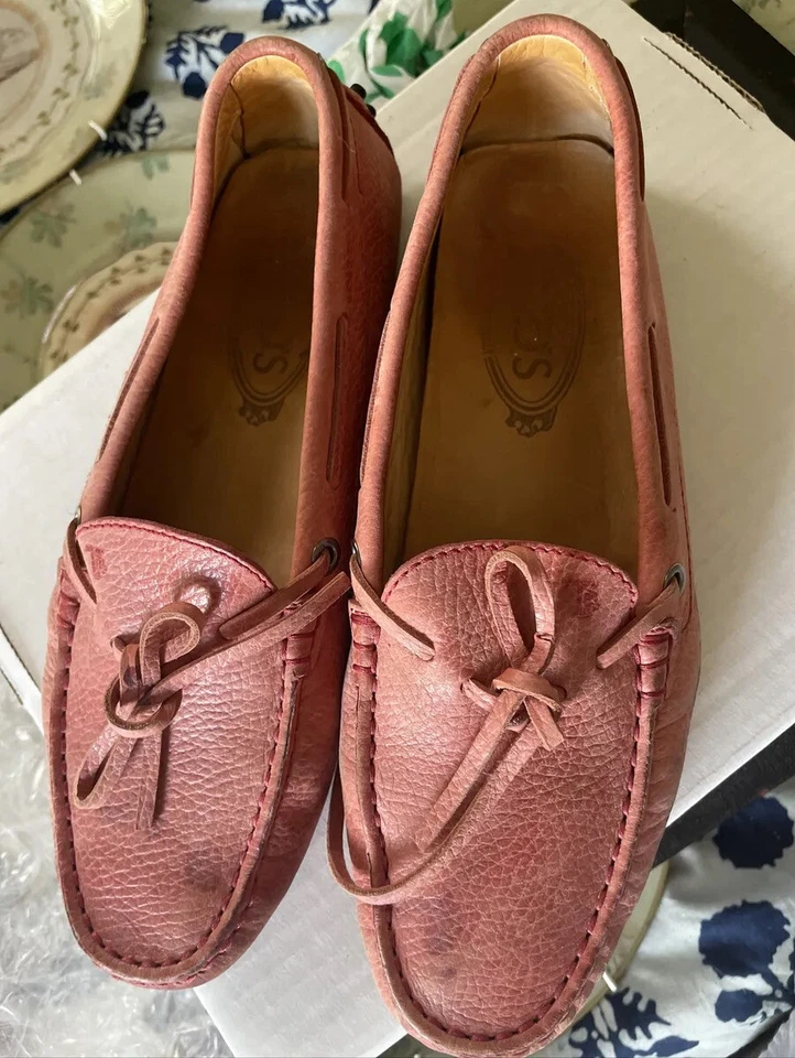 Mujer TOD'S Gommino Mocasines de Conducción Cuero Rosa Rosa EE. UU. Talla 6.5 6 1/2 Foto 1 de 4