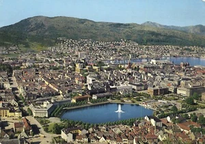 Postal vista aérea Bergen Noruega Lille Lungegårdsvann - Imagen 1 de 2