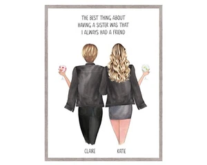 Regalo personalizado de hermanas, estampado de amigos, regalo de amistad, estampado personalizado, regalo de Navidad - Imagen 1 de 6