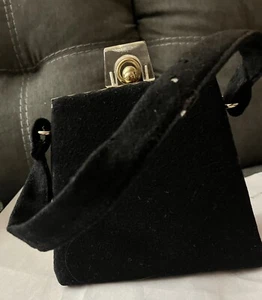 Hard Shell Black Suede Box Evening Purse  - Picture 1 of 6