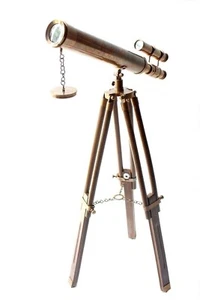 Telescopio marino nautico a doppia canna in ottone da 18" con supporto treppi... - Imagen 1 de 3