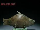 11" Antique Chinese Bronze Ware Dynasty Place Fish Zun 4 People Leg Wine vessels