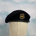 VINTAGE US Air Forces In Europe Blue Beret with Badge Cap