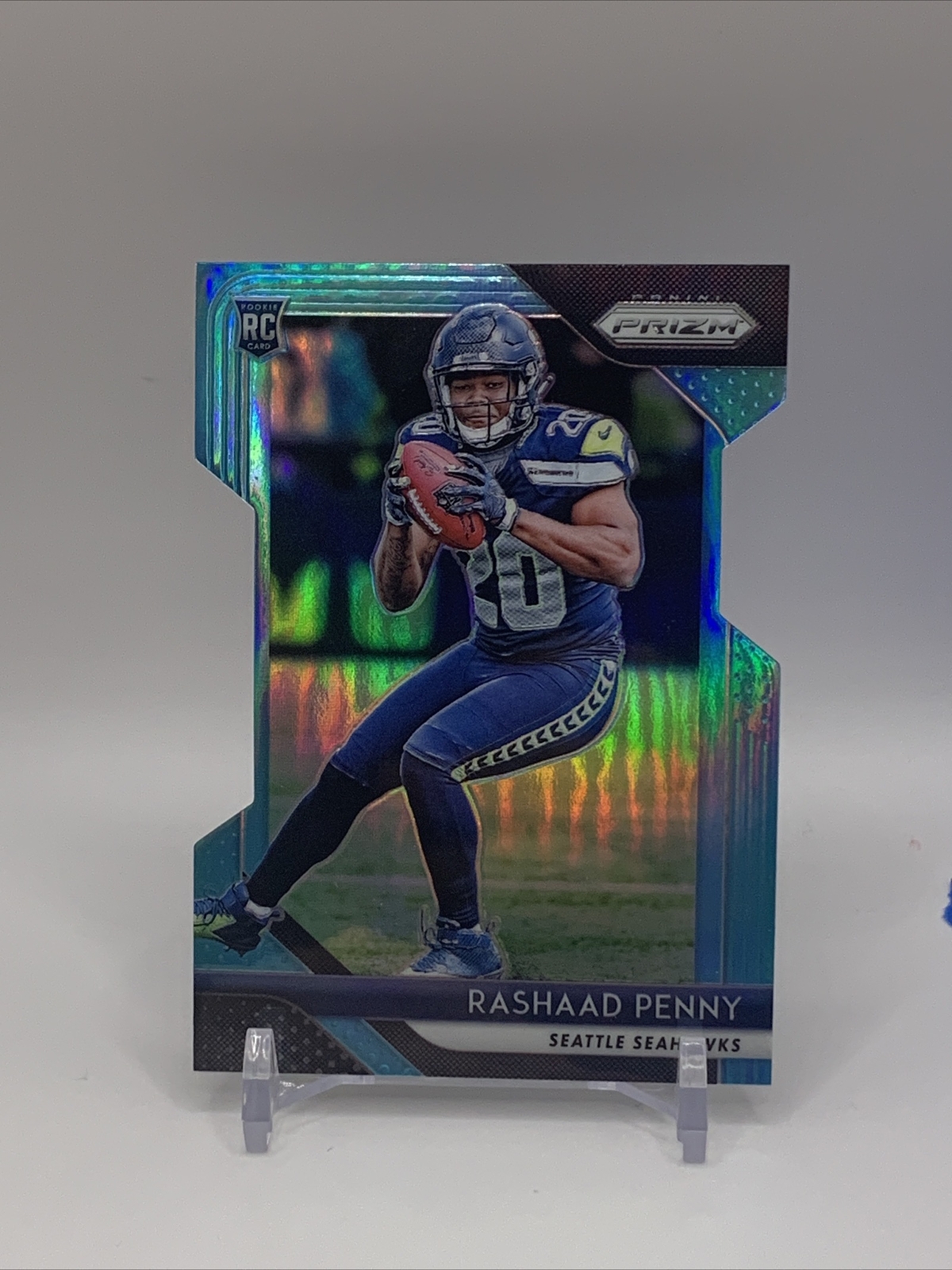 Rashaad Penny 2018 Panini Prizm RC Light Blue Diecut SP/199. Eagles Seahawks