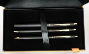 Cross Century Black GT Set Of 3 Ballpoint Rollerball & .9 Pencil Made In USA New - Picture 1 of 5