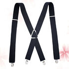 Men's X-Shape Adjustable Suspenders with 4 Clips (Black)
