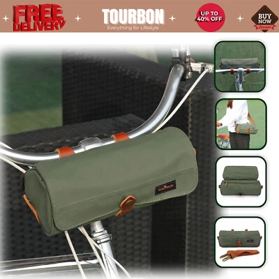 Tourbon Canvas Bike Handlebar Bag Pack Bicycle Rear Seat Case Cycling Saddle Bag - Image 1 of 4