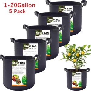 5Pk Plant Grow Bags Fabric Pot Nursery Soil Bag with Handles Thickened Nonwoven - Picture 1 of 24