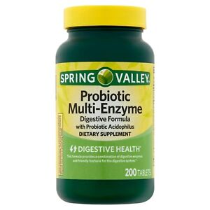 Spring Valley Probiotic Multi-Enzyme Digestive Formula Tablets 200 Count TIK TOK