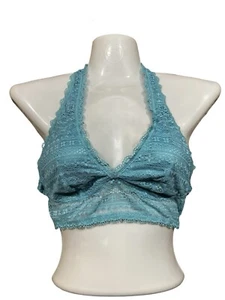 Victorias Secret Unlined Halter Wireless Lace Bralette Bra Sage SZ Medium - Picture 1 of 4